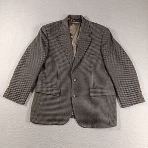 Vintage 90s Brooks Brothers Blazer Mens 42S Tweed Houndstooth 100% Wool USA